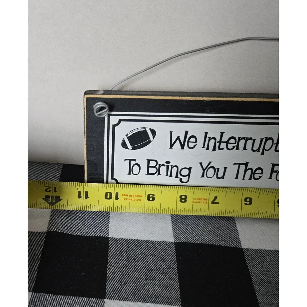 Football‎ Themed Wall Hanging Plaque Home Decor w/ Metal Wire Hanger